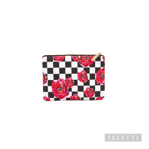 BUSTA COSMESI IN PU STAMPATO "TOILETPAPER" - ROSES ON CHECK