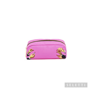ASTUCCIO IN PU STAMPATO "TOILETPAPER" Cm. 20,5x7 h.9 - LIPSTICKS PINK