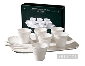 SET: 6 BICCHIERINO CAFFE'+6 PALETTINE+1 VASSOIO